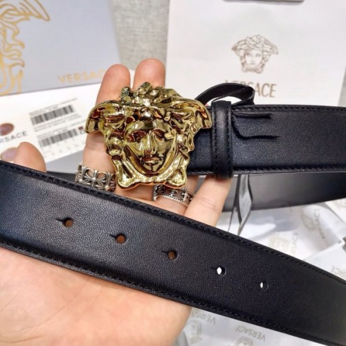 Versace black leather belt 3cm