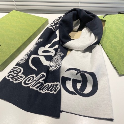 Gucci GG wool-blend blue scarf