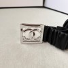 Chanel CC silver lambskin belt