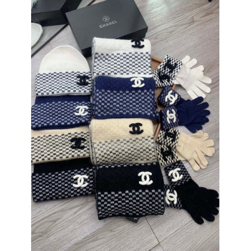 Chanel set hat and scarf