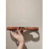 Valentino gold logo brown leather belt 2.0cm