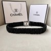 Chanel CC silver lambskin belt