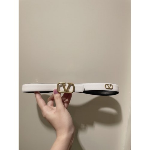 Valentino gold logo white leather belt 2.0cm