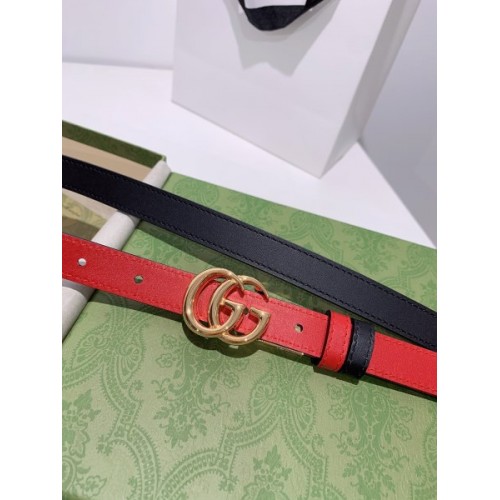 Gucci red 2cm leather reversable