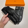 Hermes leather gloves in black