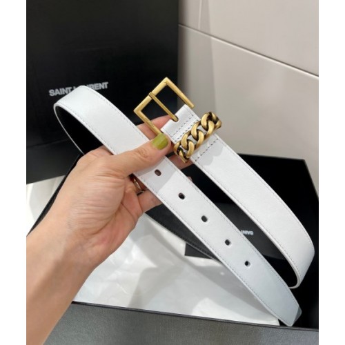 YSL white belt 3cm