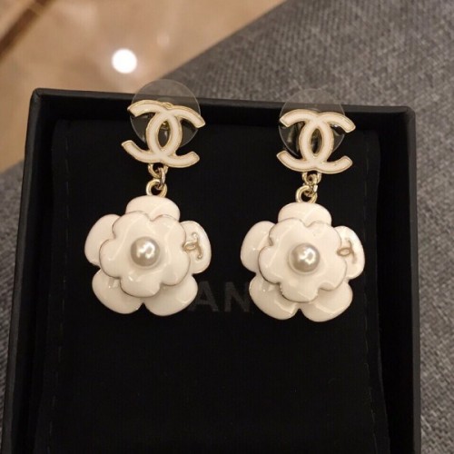 Chanel white flower earings