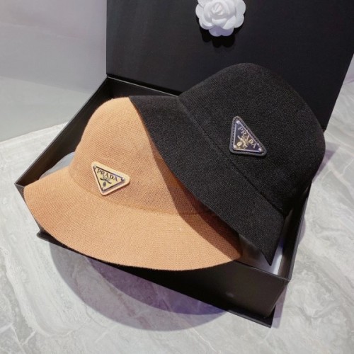 Prada round hat brown / black