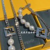 Fendi pearl silver necklace + bracelet ( set)