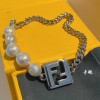 Fendi pearl silver necklace + bracelet ( set)