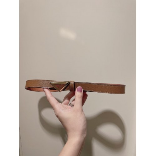 Prada Saffiano brown logo belt 2.0cm