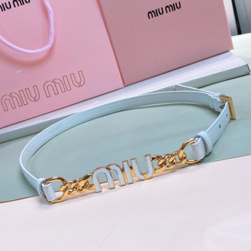 Miumiu blue leather belt 1.5cm