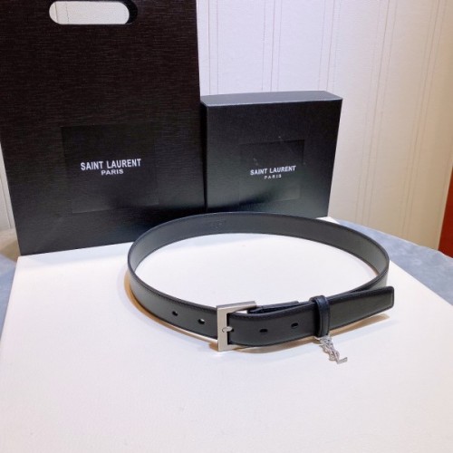 YSL logo black silver belt 2cm