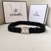 Chanel CC silver lambskin belt