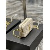 YSL Becky Quilted Double Zip Beige Pouch Bag