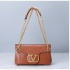 Valentino Garavani Stud Sign brown leather bag