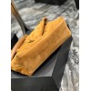 YSL Black Puffer Brown Suede Leather Large Bag