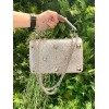 VALENTINO GARAVANI Crystal-embellished Roman stud white shoulder bag
