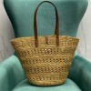 YSL Panier medium brown raffia & leather bag