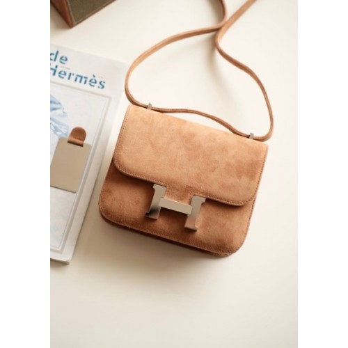 Hermes Constance Brown Suede Leather 19cm Bag