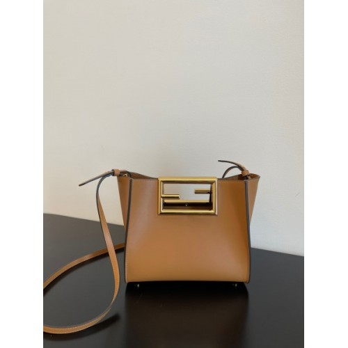 Fendi Way small leather tote brown