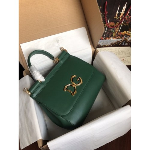 DG dauphine leather Sicily bag in green 25cm