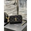 YSL Becky Quilted Double Zip Black Pouch Bag
