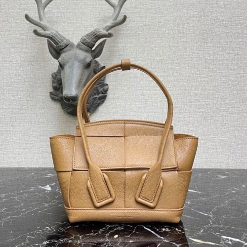 Bottega Veneta Mini intreccio leather top handle bag almond