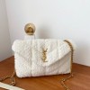 YSL LouLou Small Quilted White Tweed Bag
