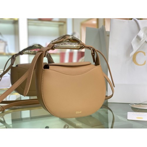 Chloe kiss purse in small grain calfskin beige