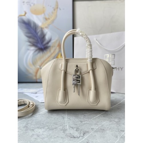 Givenchy Mini Antigona Lock White Leather Bag