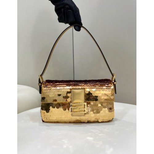 Fendi Mini Baguette pink sequinned leather bag