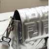 Fendi BAGUETTE Silver leather bag 26cm