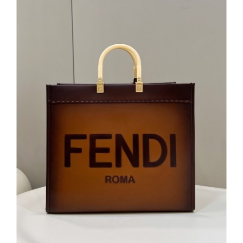 Fendi sunshine tote brown ombre leather 41cm