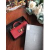 D&G calfskin crystal DG logo patch red handbag