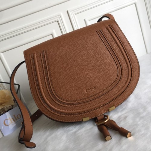 Chloe marcie medium / small brown saddle bag