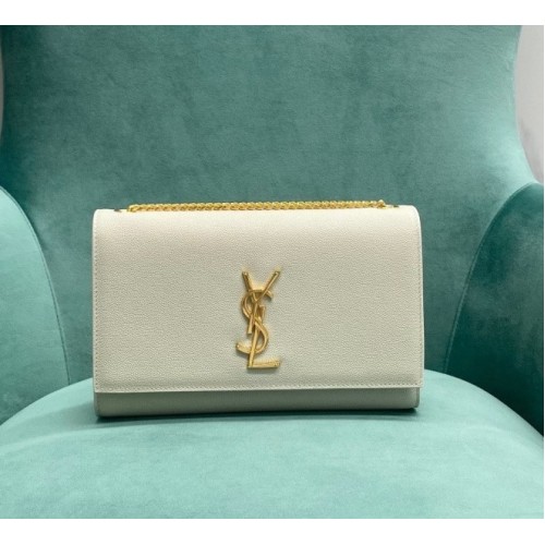 YSL Monogram Kate White Gold 24cm Bag