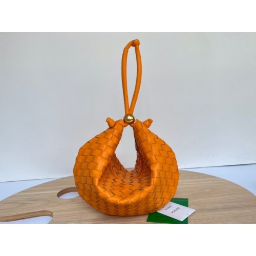 Bottega Veneta Turn Medium Orange Intrecciato Leather Bag