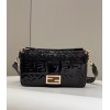 Fendi BAGUETTE patent black leather bag 32cm