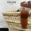 Celine Nano Triomphe Panier In Palm Leaves And Calfskin Bag