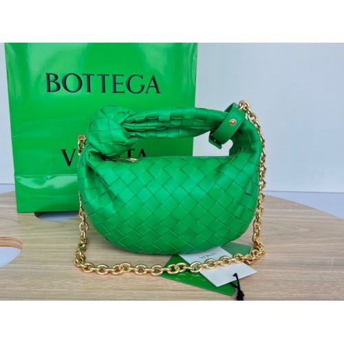 Bottega Veneta Mini Jodie Chain Hobo Green Woven Bag