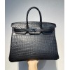Hermes Crocodile Birkin Black Leather 35cm