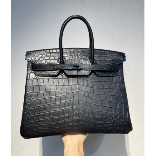 Hermes Crocodile Birkin Black Leather 35cm