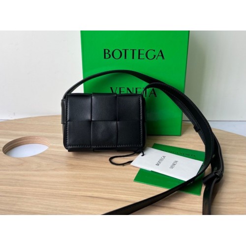 Bottega Veneta Mini Cassette Black Leather Bag