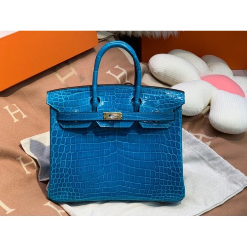 Hermes birkin blue crocodile 25cm