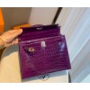 Hermes Kelly crocodile purple leather 25 bag