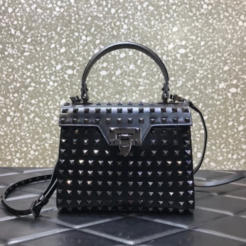 Valentino Garavani Rockstud Alcove all black tote bag