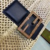 Fendi Baguette white leather medium raffia trap bag
