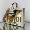 FENDI SUNSHINE MEDIUM FF white fabric shopper tote bag