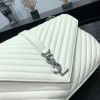 YSL LARGE COLLEGE BAG IN WHITE MATELASSÉ LEATHE SILVER